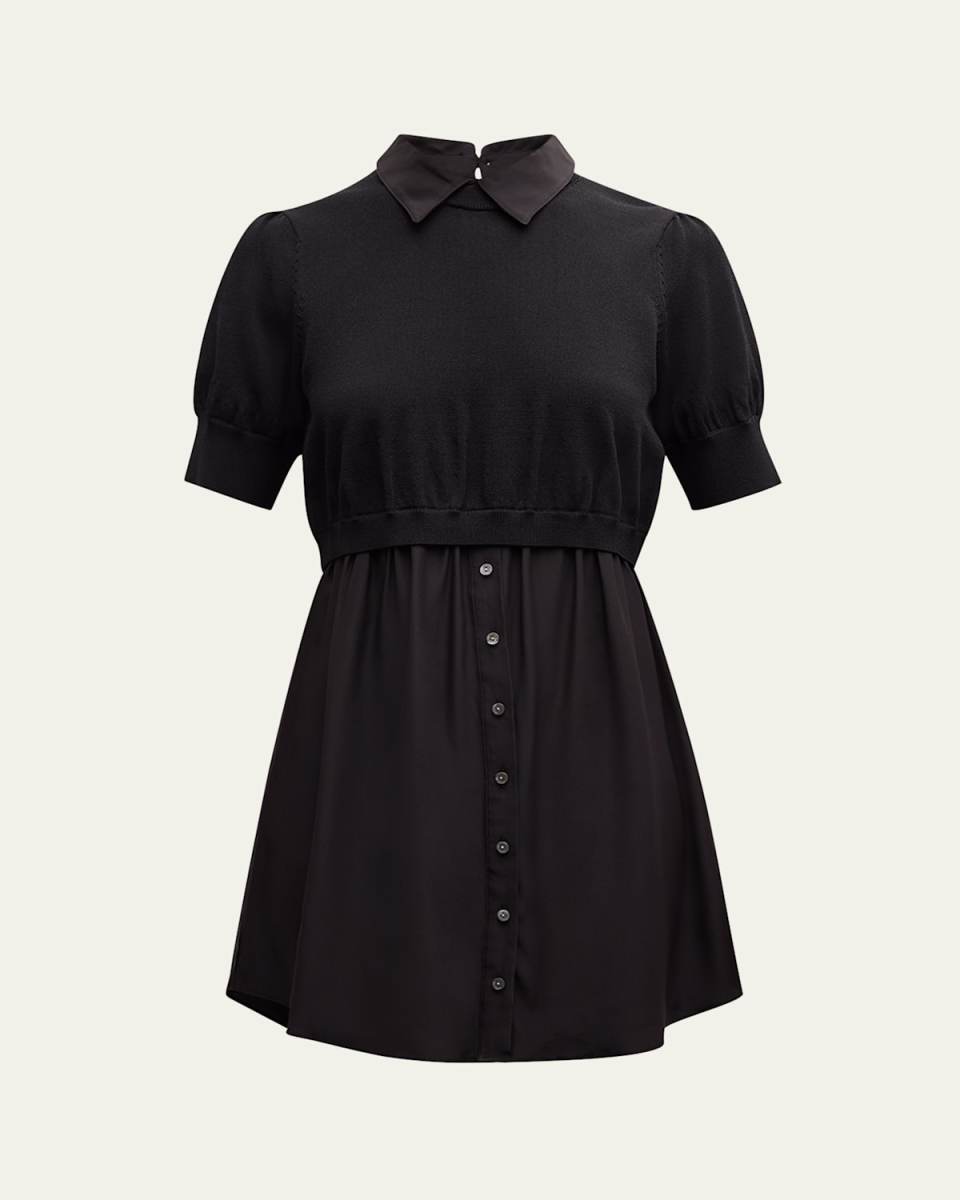 Lydia Silk-Blend Shirting Combo Mini Dress
